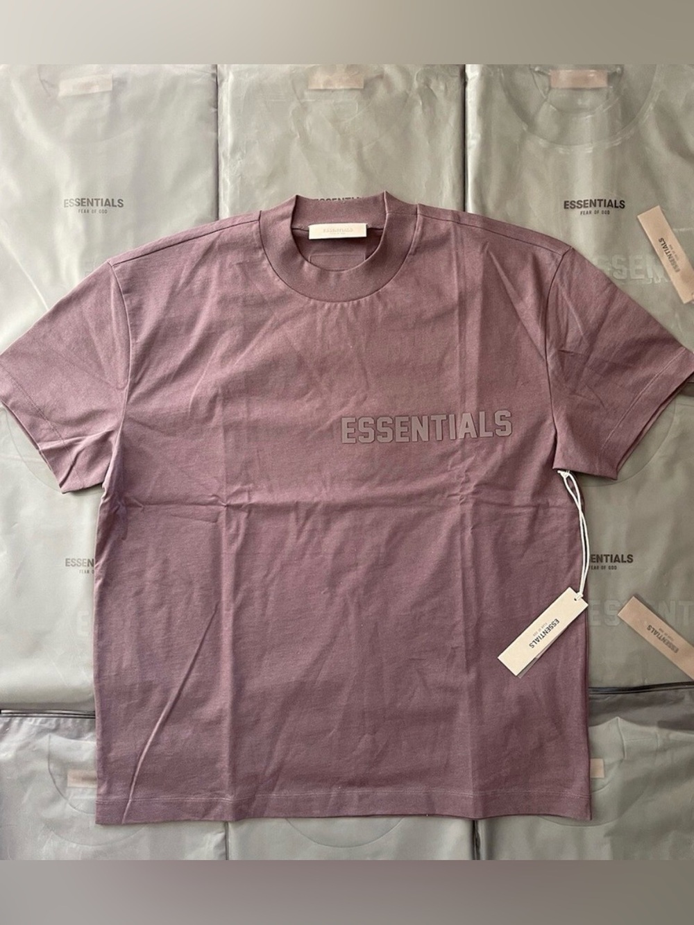 ESSENTIALS Plum -Short-Sleeve Logo Tee